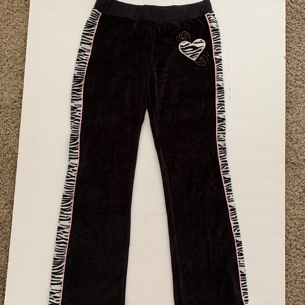 Copper Key girls, sweat pants size 10 black with zebra print sides